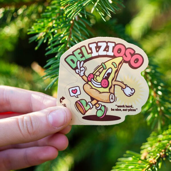 Custom Cut Vinyl Sticker Pizza Cartoon